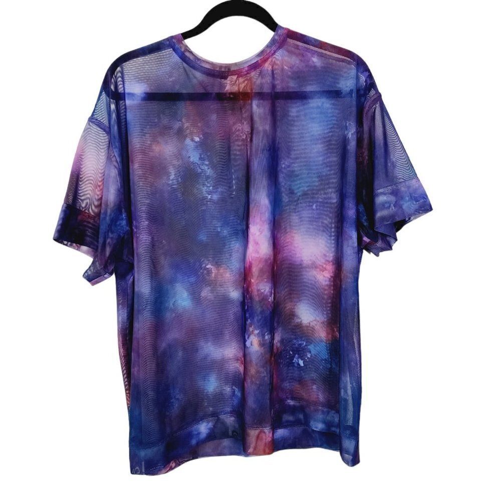 Athleta Mesh Supernova Galaxy‎ Print Tee Medium #566631 Pullover Short Sleeve